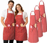 IBEX Professional Butcher Stripe Bib Apron  - Unisex Kitchen Apron for Chefs, Waiters, Bar Staff & Home Cooking, Adjustable Ties, One Size Fits Most