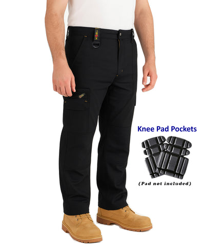 IBEX TR5 Men’s Cargo Work Trousers with Knee Pad Pockets  – Heavy Duty Multi-Pocket Builder Pants, (Black/Navy)