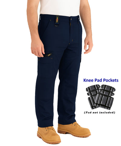IBEX TR5 Men’s Cargo Work Trousers with Knee Pad Pockets  – Heavy Duty Multi-Pocket Builder Pants, (Black/Navy)