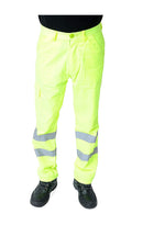 Hi Viz Yellow Work Wear Cargo Trousers Pants Railway Highway Trousers, 56" - Short Length