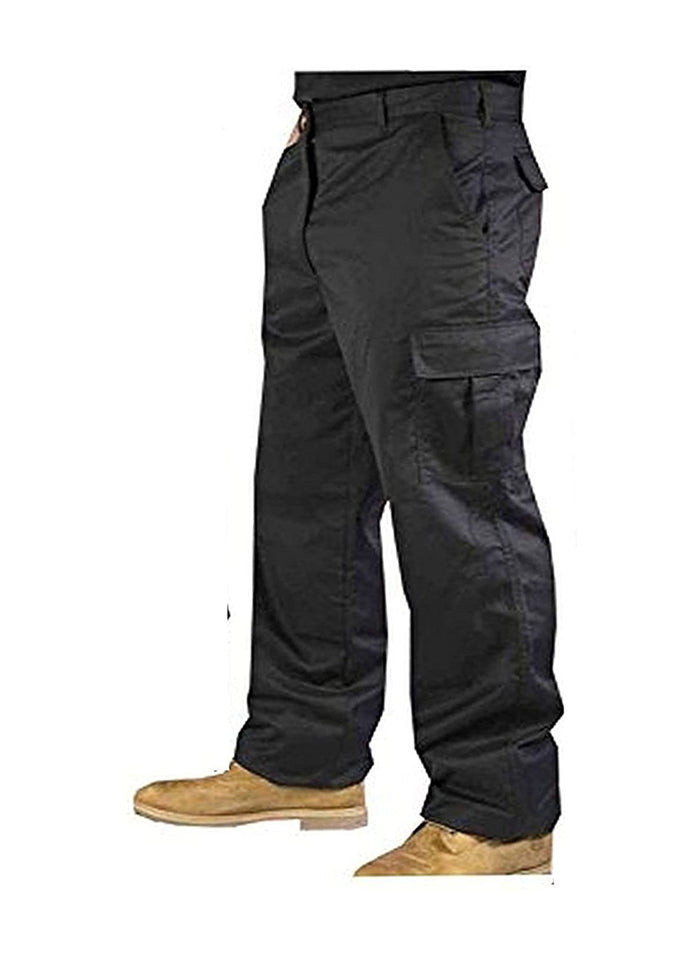 IBEX TS2 Men's Cargo Combat Work Trousers in Black Navy Waist with