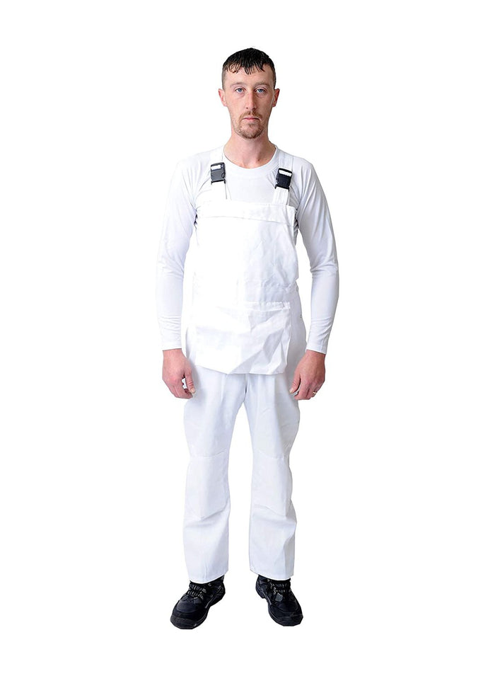 Road Master Bib and Brace Dungaree Overalls Painters Suit for Decorators Builders, White, XX-Small - 30