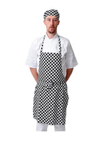 Black Pepper Unisex Polycotton Check Butcher Bib Aprons with Pocket, Professional Home Kitchen Apron