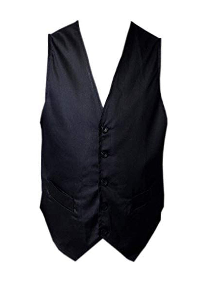 Black Pepper Mens Hospitality Style Plain Waist Coat for Waiters, Bar Staff, Fancy Dress Party