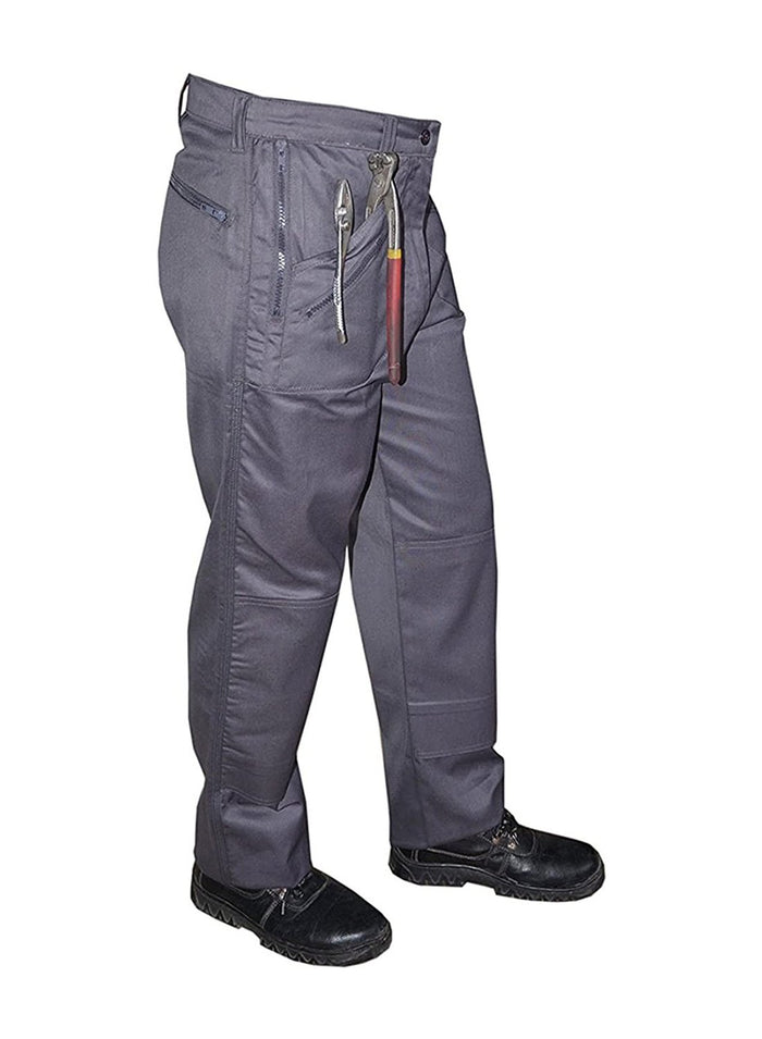 DK Men's Zipper Cargo Action Work Combat Trousers, Grey