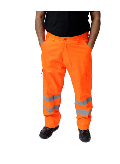 IBEX Orange Men's Work Wear Cargo Trousers Pants Railway Highway Trousers