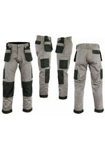 GRS Multi Pockets Mens Combat Cargo Work Trousers with Knee Pad Pockets, Full Black/Grey