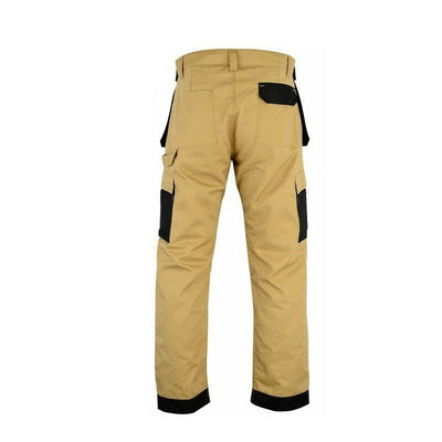 IBEX Multi Pockets Men's Combat Cargo Work Trousers with Knee Pad Pockets, Available in Beige/Khaki and Black Colours