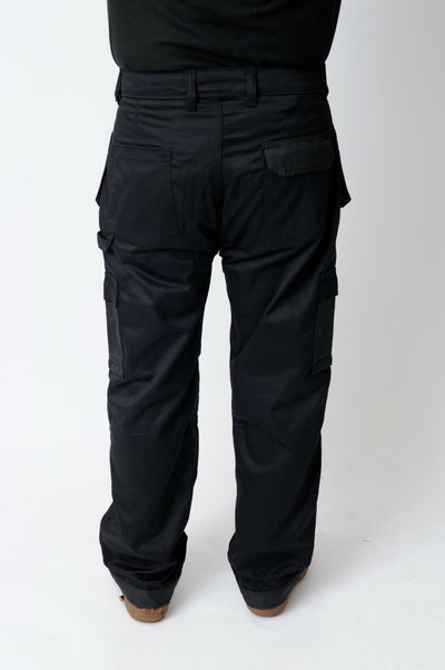 IBEX Multi Pockets Men's Combat Cargo Work Trousers with Knee Pad Pockets, Available in Full Black and Grey Colours