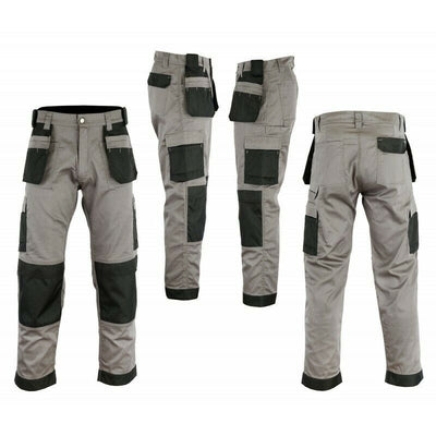 IBEX Multi Pockets Men's Combat Cargo Work Trousers with Knee Pad Pockets, Available in Full Black and Grey Colours