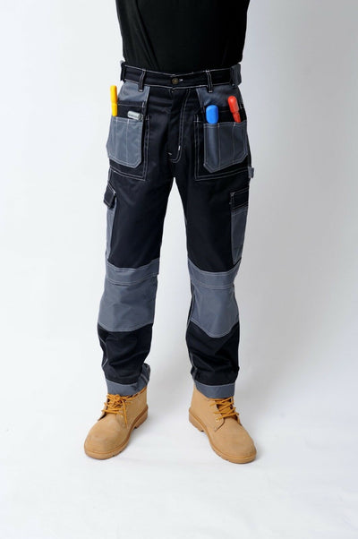 IBEX Multi Pockets Men's Combat Cargo Work Trousers with Knee Pad Pockets, Available in Beige/Khaki and Black Colours