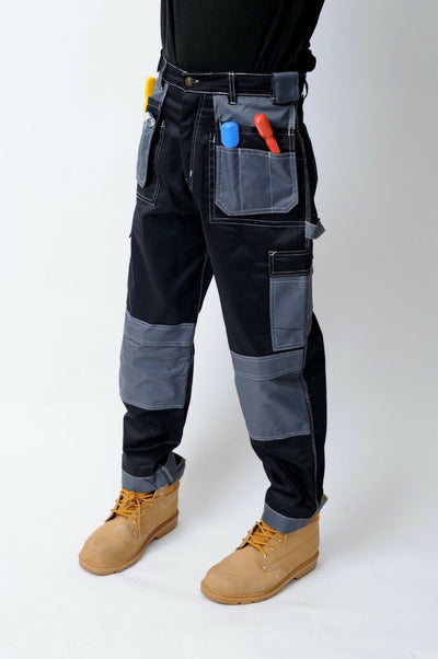 IBEX Multi Pockets Men's Combat Cargo Work Trousers with Knee Pad Pockets, Available in Beige/Khaki and Black Colours