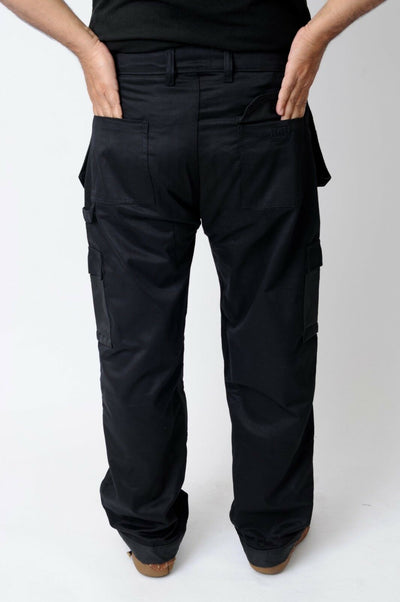 IBEX Multi Pockets Men's Combat Cargo Work Trousers with Knee Pad Pockets, Available in Full Black and Grey Colours