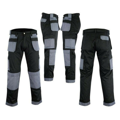 IBEX Multi Pockets Men's Combat Cargo Work Trousers with Knee Pad Pockets, Available in Beige/Khaki and Black Colours