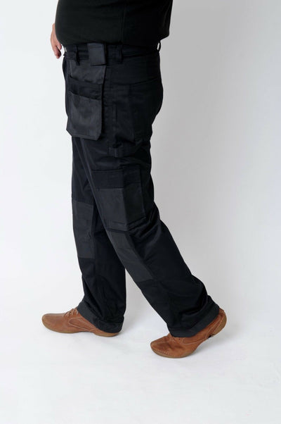 IBEX Multi Pockets Men's Combat Cargo Work Trousers with Knee Pad Pockets, Available in Full Black and Grey Colours