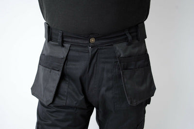 IBEX Multi Pockets Men's Combat Cargo Work Trousers with Knee Pad Pockets, Available in Full Black and Grey Colours