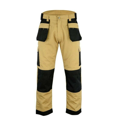 IBEX Multi Pockets Men's Combat Cargo Work Trousers with Knee Pad Pockets, Available in Beige/Khaki and Black Colours